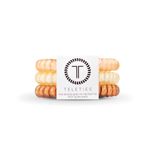 TELETIES - Spiral Hair Coils - Ponytail Holder Hair Ties for Women - Phone Cord Hair Ties - Strong Grip, No Rip, Water Resistant, No Crease Hair Tie Coils - 3 pack (Small, For the Love of Nudes) - color: For the Love of Nudes
