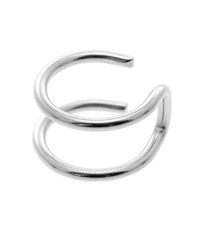 Silver-tone Stainless Steel Clip On Ear Cuff No Piercing Ring