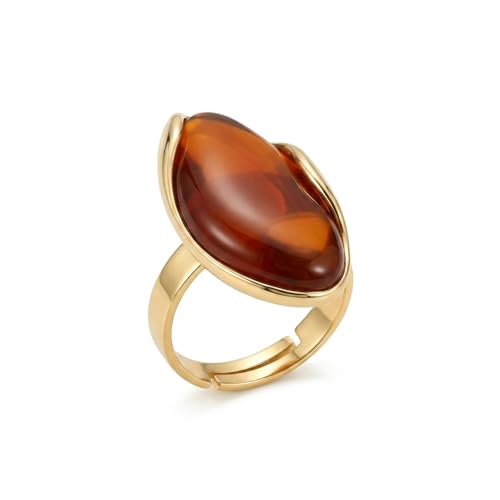 Colorful Chunky Statement Ring for Women Large Oval Acrylic Ring Boho Geometric Finger Ring Summer Beach Jewelry Gifts - color: Brown