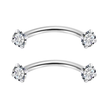 16G Eyebrow Piercing Jewelry Surgical Steel Cubic Zirconia Internally Threaded Vertical Labret Lip Jewelry Curved Barbell Tiny Eyebrow Rings Ear Rook Small Belly Button Ring for Women Men - color: silvertone,bar length:8mm