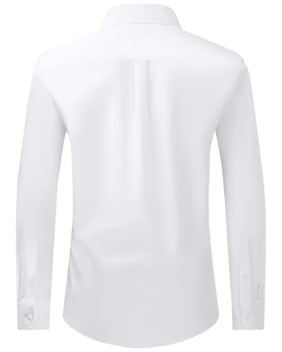 Alimens & Gentle Men's Dress Shirt Regular Fit Stretch Stain Shield Long Sleeve Solid Business Wedding Button Down Shirts - color: White, size: 5X-Large
