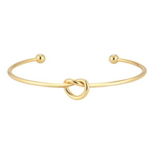 AOZEL Gold Bangle Cuff Bracelets for Women Trendy Chunky Adjustable Twist Love Textured Bracelet Jewelry Gifts - color: Gold Love Knot