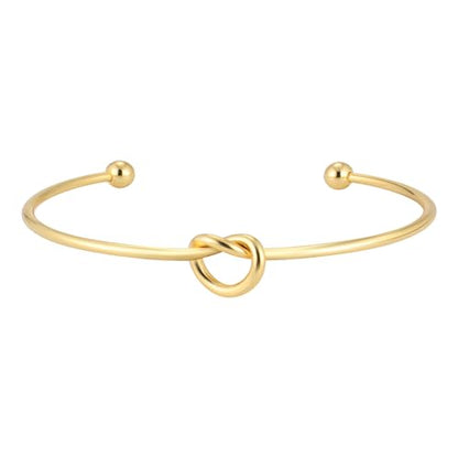 AOZEL Gold Bangle Cuff Bracelets for Women Trendy Chunky Adjustable Twist Love Textured Bracelet Jewelry Gifts - color: Gold Love Knot