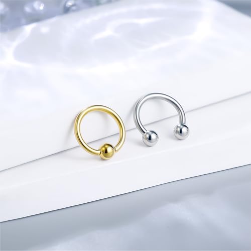 12G & 16G Septum Rings - Surgical Steel Septum Piercing Jewelry Horseshoe & Snake Bite Rings, Daith Rook Earrings for Women & Men - color: 14G 10MM