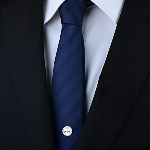 Men's Classic Round Crystal Men's Tie Tack Gold Color Tie Tack Clutch Back Fashion Necktie Tack Pin with Chain Crystal Lapel Pins Brooch - color: Clear Tie Tack