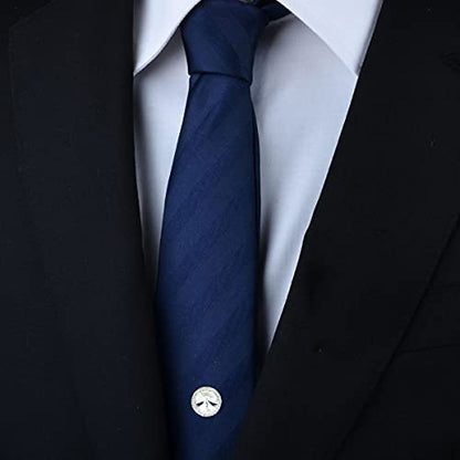 Men's Classic Round Crystal Men's Tie Tack Gold Color Tie Tack Clutch Back Fashion Necktie Tack Pin with Chain Crystal Lapel Pins Brooch - color: Clear Tie Tack