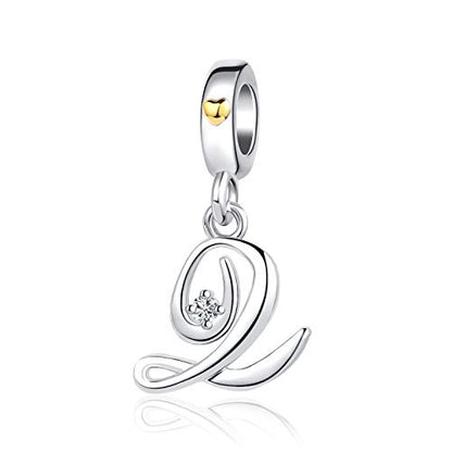 Silver Initial A-Z Letter Charm Compatible Pandora Charm Bracelets for Women Jewelry - style: Q