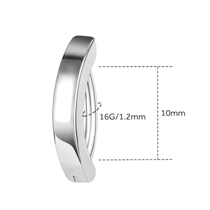 16G Labret Stud, G23 Titanium Vertical Labret Lip Piercing Jewelry, Gold Eyebrow Ring Clicker Belly Button Ring Hoop For Women Men - color: Silver, size: 10mm