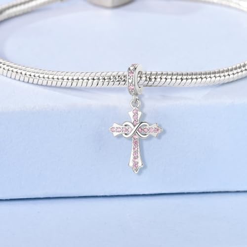 HappyStar 925 Sterling Silver Charms Infinity Design Birthstone Charms for Bracelets with 5A Cubic Zirconia Cross Necklace for Women Dangle Pendant Compatible Pandora Bracelets Happy Birthday Gifts - color: 6-June Birthstone Charms
