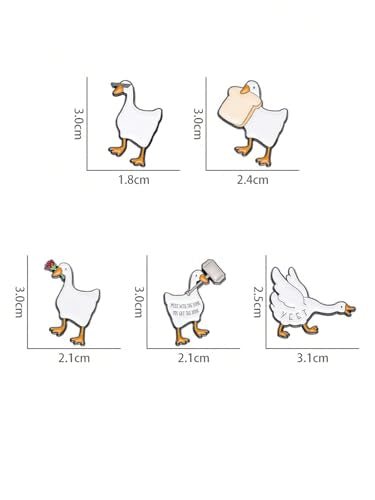 Cartoon Animal Enamel Brooch Set Cute Butterfly Duck Cat Lapel Pins for Backpacks Jacket Decoration Gifts for Friends - style: Goose