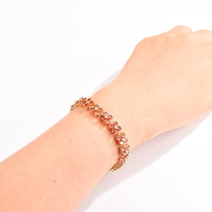 GULICX Fashion Tennis Bracelet for Women Cubic Zirconia Crystal Flower Multicolor Bracelet - color: red