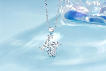 S925 Sterling Silver Initial Letter Necklaces for Women Dainty Letter Chain Necklace for Women Personalized Jewelry Gifts - style: H