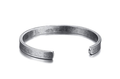 Stainless Steel Mens Cuff Bracelet : Minimal Cool Silver/Black/Gold Plated Open Metal Cuff Bangle Bracelets for Men,Mens Bracelet Jewelry Gift - color: Antique Grey-Single, size: Medium( fit 5.5"-7.2" wrist)