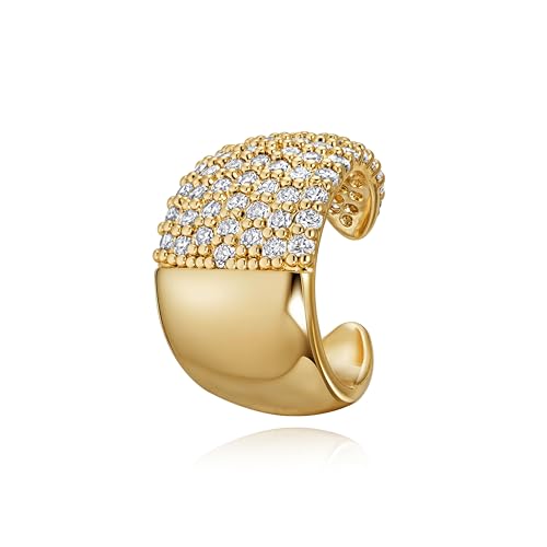 Gold Ear Cuff for Women, 14K Gold Plated Single Non-Pierced Earring with Micro-Pave Cubic Zirconia Adjustable Open Ear Clip for Daily Wear & Special Occasions - color: ear cuff-S 007
