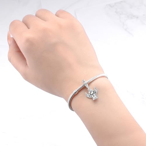 925 Sterling Silver Charms for Bracelets and Necklace Religious Cross Pendants Praying Hands, Bible, Virgin Mary, Jesus, Church Bead Jewelry - color: Cute Angel Pendant