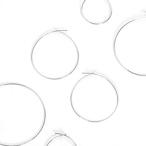 Thin Hoop Earrings for Women - Lightweight Wire Threader Loop Drop Dangles | Plated in 18K Gold or 925 Sterling Silver, Hypoallergenic and Safe for Sensitive Ears - color: 925 Silver Plated - 1.5" inch