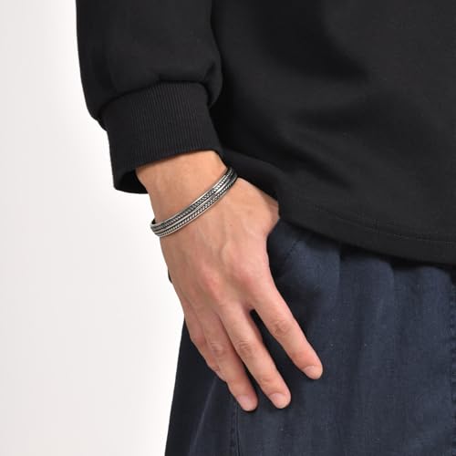 925 Sterling Silver Bracelet Plated Cuff Bangle Bracelet Fashionable Multi-layer Cross Wire Bangle Bracelet Open Adjustable Wide Cuff Bracelet for Teen Girls Fashion Jewelry - color: W-silver22