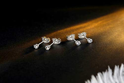 FOSIR 10 Pairs Tiny Womens Surgical Stainless Steel Clear Cubic Zirconia Stud Earrings, Hypoallergenic 316L Earrings Set - style: 4mm-10 pairs