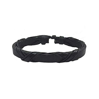 6-12PCS Braided Faux Leather Bracelet Punk Cuff Wrap Bracelets for Men Women Adjustable - color: F:10pcs
