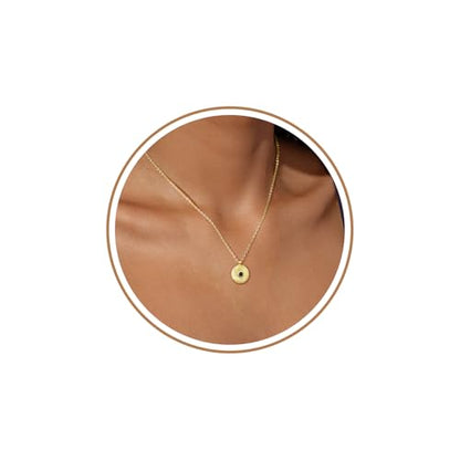 Gold Necklace For Women, Layered 14K Real Gold Plated Necklaces For Women,Dainty Gold Paperclip Chain Tear Circle CZ Pendant Necklace Stack,Trendy Gold Jewelry Set Gifts - style: Black CZ Diamond Circle Pendant-Gold