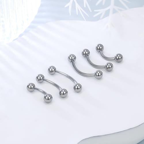 20g 18g 16g 14g Rook Piercing Jewelry Titanium Externally Threaded Curved Barbell Eyebrow Tragus Helix Conch Lobe Labret Earrings Lip Rings Body Piercing Jewelry For Women Men Ball Spike 6mm-19mm - size: 18G - 6mm Ball