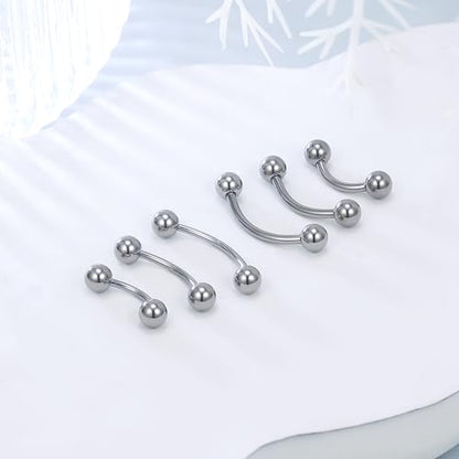 20g 18g 16g 14g Rook Piercing Jewelry Titanium Externally Threaded Curved Barbell Eyebrow Tragus Helix Conch Lobe Labret Earrings Lip Rings Body Piercing Jewelry For Women Men Ball Spike 6mm-19mm - size: 18G - 6mm Ball