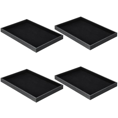 Quelay Stackable Jewelry Tray Jewelry Organizer Tray Showcase Display Empty Plate Bracelet Ring Earring Organizer - color: Black