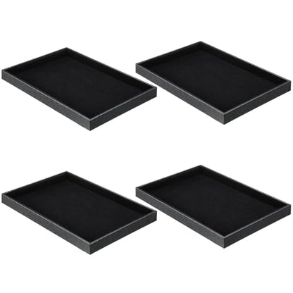 Quelay Stackable Jewelry Tray Jewelry Organizer Tray Showcase Display Empty Plate Bracelet Ring Earring Organizer - color: Black