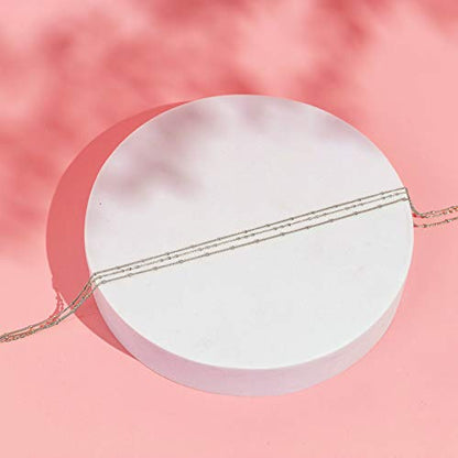 PAVOI 14K Gold Plated Dainty Layering Necklaces for Women | Snake Chain, Curb Link, Paperclip Layered Chains | Trendy Layering Necklace - style: Sphere