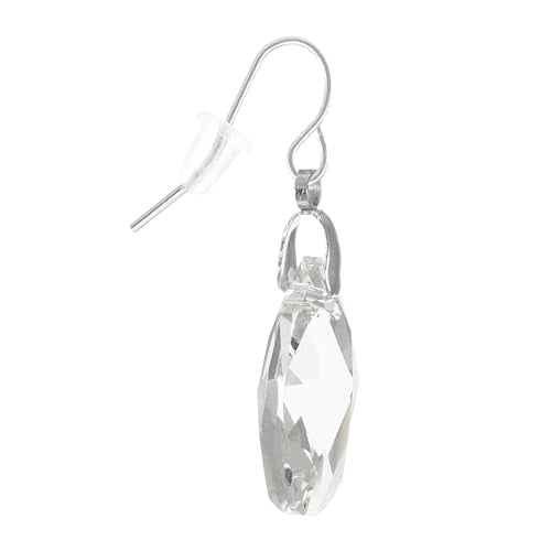 Sparkling Austrian Clear Crystal 22mm Teardrop Pear Dangle Earrings, Pierced or Clip On, Hypoallergenic Gold or Silver, Gift for Her - style: platinum wires