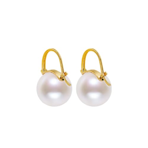 Sterling Silver Big Pearl Earrings for Women Freshwater Cultured Pearls Dangle Drop Earring Jewelry for Women Large Round White Pearl Studs Earrings - color: Style E