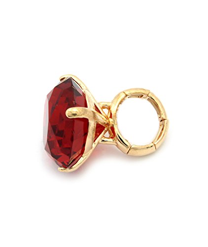 NYFASHION101 Women's Extra Big Rhinestone Fashion Stretch Ring - color: Red/Gold-Tone