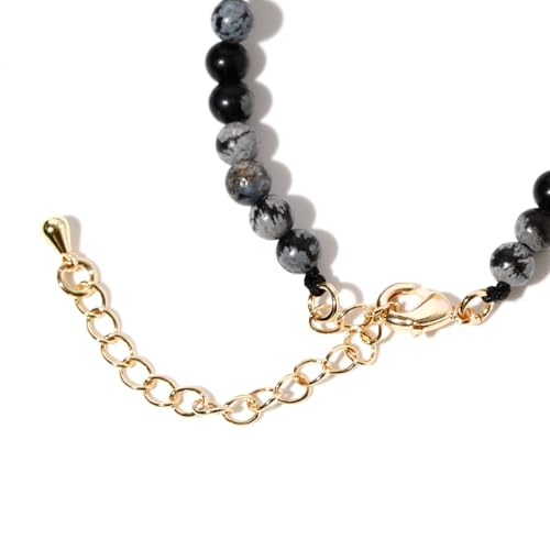 Simple 4mm Gemstones and Crystals Choker Necklace Unisex 16"-18" | Necklaces for Women Men, Adjustable, 40-45 cm Chain Length, Handmade, Spiritual Gemstones, Positive Energy, Daily Wear - style: Alabaster