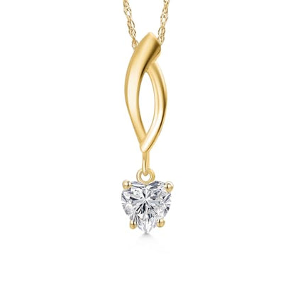 Gem Stone King 10K Yellow Gold 5MM Heart Shape Gemstone Birthstone Pendant Necklace for Women | Gold Necklace for Women | With 18 Inch Chain | Fine Jewelry Gift for Her Mom Wife