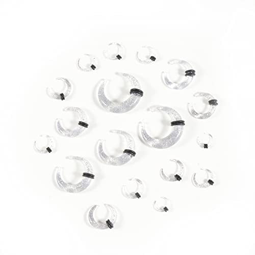 Ear Stretching Kit 54 Pieces 14Gauges-00Gauges Earrings Piercing Kit - color: transparent+glitter