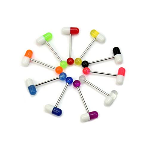 Generic 10Pcs Multicolor Stainless Steel Tongue Barbell Set - Modern Piercing Jewelry