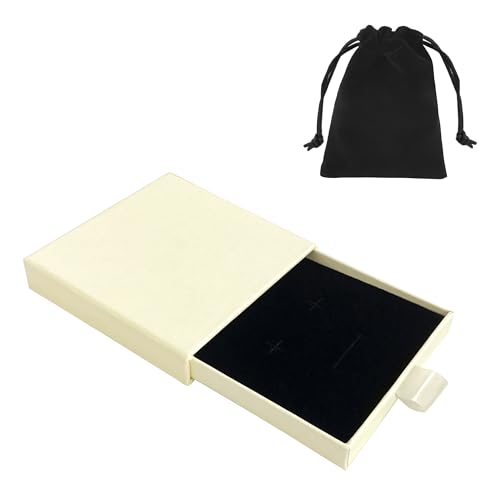 Small Jewelry Gift Box and Velvet Bag, Necklace Bracelet Earring Cardboard Organizer Square Jewellery Gift Box Pendent Storage Case for Birthday Xmas Christmas Wrapping (Beige) - color: Beige