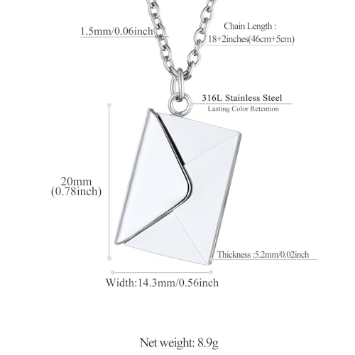 FindChic Locket Necklace for Women Custom Photo Memorial Gifts 4 Colors | Silver/Black/Rose Gold/Gold Plated Personalized for Loved Ones, Birthday Valentine's Day Keepsake - style: 07. Love Letter-Silver