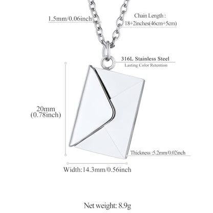 FindChic Locket Necklace for Women Custom Photo Memorial Gifts 4 Colors | Silver/Black/Rose Gold/Gold Plated Personalized for Loved Ones, Birthday Valentine's Day Keepsake - style: 07. Love Letter-Silver