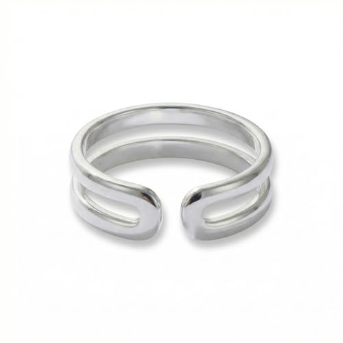 Sterling Silver Toe Ring, Adjustable Open Band, Handmade | Fits Toe, Knuckle or Pinky Ring | One Size Fits Most | Comfortable to Wear | Minimalist Style | Water Resistant - style: Double Band 1