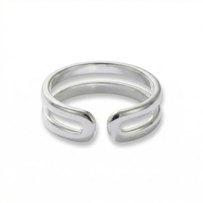 Sterling Silver Toe Ring, Adjustable Open Band, Handmade | Fits Toe, Knuckle or Pinky Ring | One Size Fits Most | Comfortable to Wear | Minimalist Style | Water Resistant - style: Double Band 1