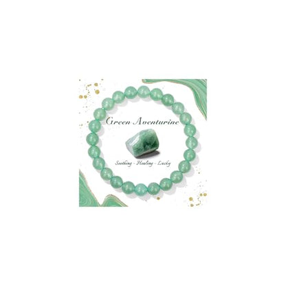 Raicegs 4 6 8MM Beaded Bracelets Healing Crystal Bracelet for Women Men Natural Stone Handmade Stretch Bracelet Reiki Spiritual Jewelry - color: Aventurin, size: 8mm