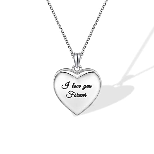 AILIN Heart Tree Of Life Necklace With Photo 925 Sterling Silver/Brass Customize Photo Pendant With Chain Back Engraved Locket With Picture Gifts For Women Mom Daughter Grandma