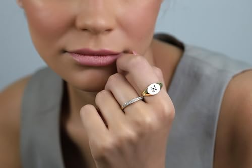 Custom Initials Signet Ring - Name Engraving Couples