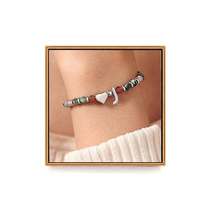 Heart Initial Bracelets for Teen Girls, Teen Girl Gifts Trendy Stuff, Christmas Stocking Stuffers for Kids, Unique Gifts for Teenage Girls on Birthday Graduation - style: J