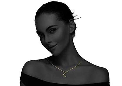 Valloey Rover Gold Necklaces for Women | Dainty 14K Gold/Sterling Silver Plated Cubic Zirconia Star Moon Pendant Necklaces Twist Rope Chain Simple Jewelry for Women - style: Gold-CMoon