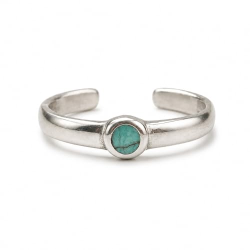 Sterling Silver Toe Ring, Adjustable Open Band, Handmade | Fits Toe, Knuckle or Pinky Ring | One Size Fits Most | Comfortable to Wear | Minimalist Style | Water Resistant - style: Stone Band