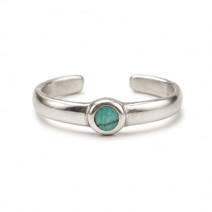 Sterling Silver Toe Ring, Adjustable Open Band, Handmade | Fits Toe, Knuckle or Pinky Ring | One Size Fits Most | Comfortable to Wear | Minimalist Style | Water Resistant - style: Stone Band