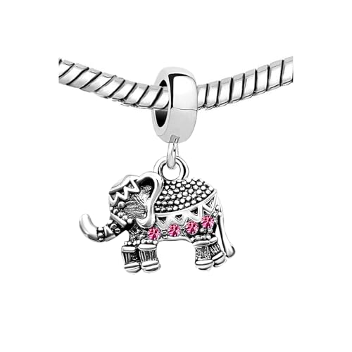 KunBead Elephant Birthstone Dangle Bead Birthday Charms Compatible with Pandora Bracelet for Women - color: October