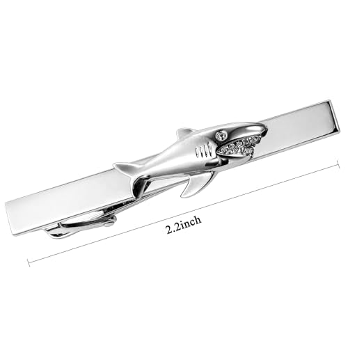 HAWSON Tie Clips for Men Unique,Fun Animal/Musical/Nautical Tie Clip,Novelty Personalized Mens Tie Bar,Accessories Business Wedding Gifts - style: Shark